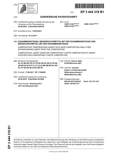 Fire Protection Agent Patent